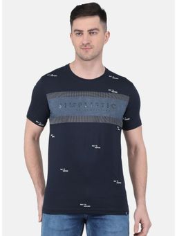 Monte Carlo - Men Typography Round Neck T-shirt - Navy Blue