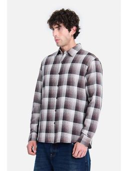 Snitch - Brown Checks Full Sleeves Regular Casual Shirt for Men