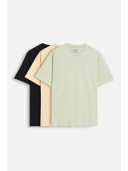 Snitch - Multi-Color Solid Half Sleeves Regular Casual T-Shirt (Pack Of 3)