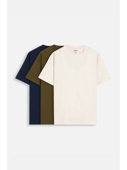 Snitch - Multi-Color Solid Half Sleeves Regular Casual T-Shirt (Pack Of 3)