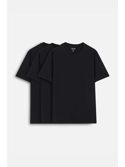 Snitch - Black Solid Half Sleeves Regular Casual T-Shirt (Pack Of 3)