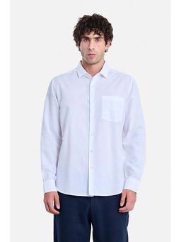 Snitch - White Solid Full Sleeves Regular Shirt for Men