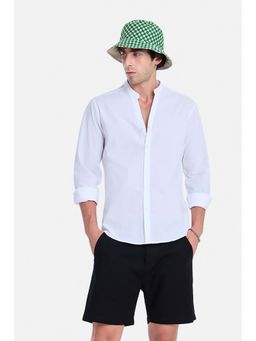 Snitch - White Textured Full Sleeves Slim Casual Shirt for Men