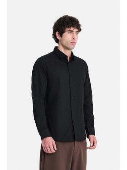 Snitch - Black Textured Full Sleeves Slim Formal Shirt for Men