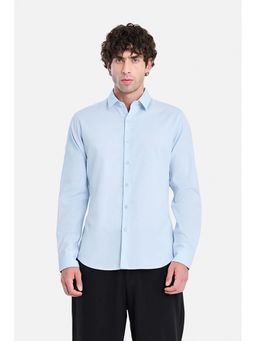 Snitch - Blue Textured Full Sleeves Slim Formal Shirt for Men