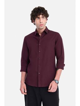 Snitch - Maroon Textured Full Sleeves Slim Formal Shirt for Men