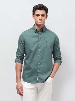 U.S. Polo Assn. Denim Co. - Men's Green Dobby Regular Fit Shirt