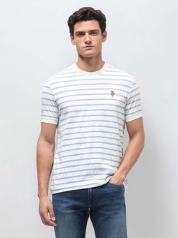 U.S. Polo Assn. Denim Co. - Men's White Horizontal Striped Slim Fit T-Shirt