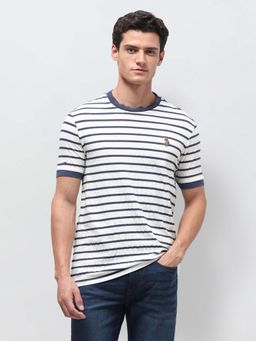 U.S. Polo Assn. Denim Co. - Men's White Horizontal Striped Slim Fit T-Shirt