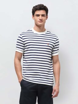 U.S. Polo Assn. Denim Co. - Men's White Horizontal Striped Slim Fit T-Shirt