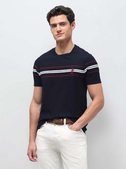 U.S. POLO ASSN. - Men's Navy Blue Textured Slim Fit T-Shirt