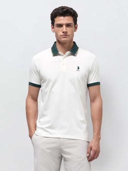 U.S. POLO ASSN. - Men's White Solid Slim Fit Polo Shirt