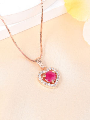 Buy Estele Rose Gold Plated Heart Design Ruby Crystal Adorned Gehenna ...