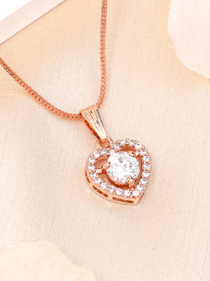 Buy Estele Rose Gold Plated Heart Design White Crystal Adorned Gehenna ...