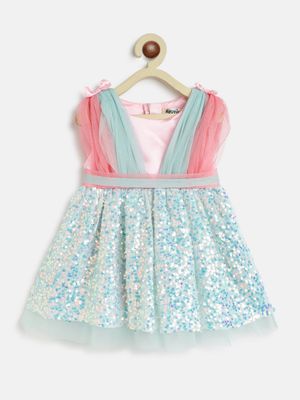 Buy Nautinati Girls Embellished Floral Fit Flare Dress Online