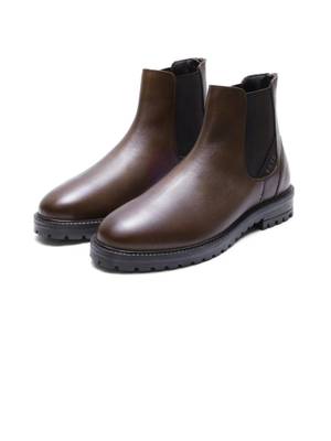 Buy Rare Rabbit Mens Gum-1 Brown Leather Fabric Chelsea Boots (UK 7) Online