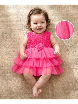 Mark & Mia - Pink Self Design Regular Dress with Hat