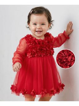 Mark & Mia - Red Self Design Regular Dress