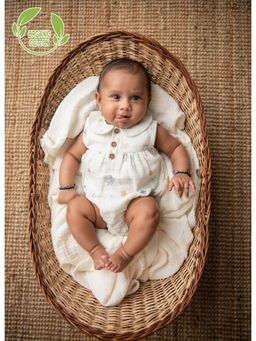 Cot & Candy - White Printed Regular Romper