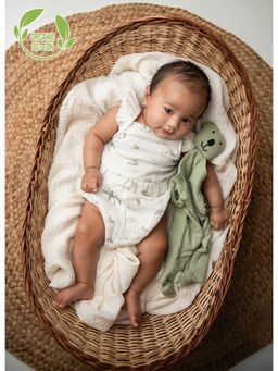 Cot & Candy - White Printed Regular Romper