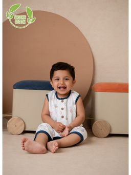 Cot & Candy - White Printed Regular Romper