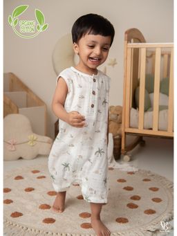 Cot & Candy - White Printed Regular Romper