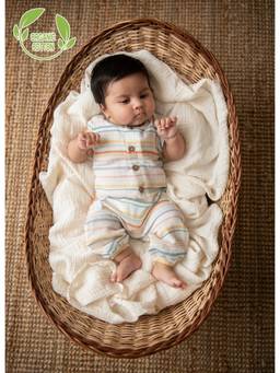 Cot & Candy - Multi-Color Stripes Regular Sleepsuit