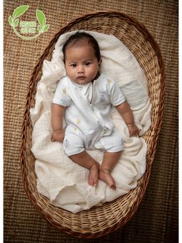 Cot & Candy - White Printed Regular Romper