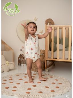 Cot & Candy - White Printed Regular Romper