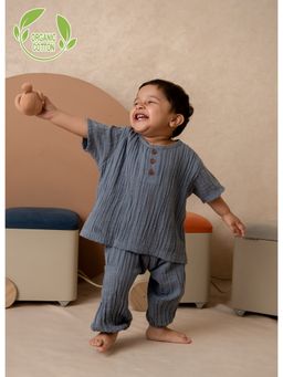Cot & Candy - Blue Solid Regular T-Shirt
