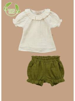 Cot & Candy - White Solid Regular Top with Shorts