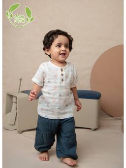 Cot & Candy - White Solid Regular Top with Pant
