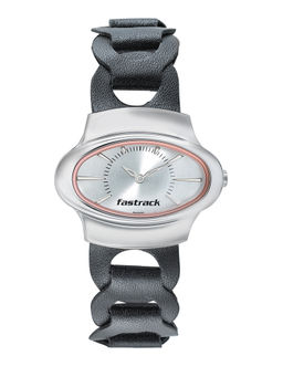 Fastrack - Silver Leather Watch -6004SL08