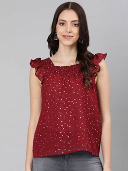 Oxolloxo - Feiry Wine Foil Print Lining Chraming Women Top