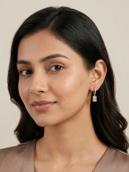 RACHIVA - 18K Gold Plated Baguette Cz Drop Huggie Earrings