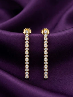 RACHIVA - 18K Gold Plated Cz Tennis Linear Drop Earrings