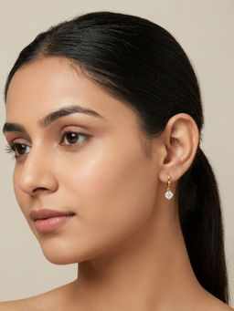 RACHIVA - 18K Gold Plated Round Cz Solitaire Drop Huggie Earrings