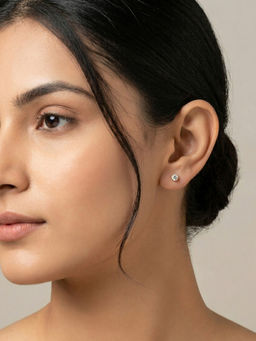 RACHIVA - 18K Gold Plated Round Cz Solitaire Stud Earrings