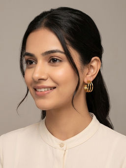 RACHIVA - 18K Gold Plated Triple Band Open Hoop Earrings