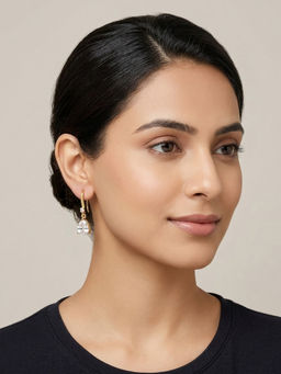 RACHIVA - 18K Gold Plated Pear Cz Drop Fish Hook Earrings