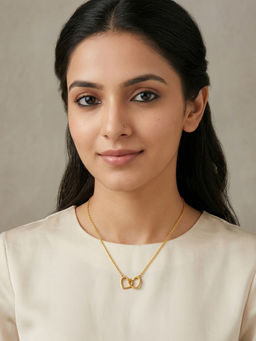 RACHIVA - 18K Gold Plated Interlocked Double Heart Necklace