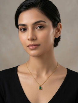 RACHIVA - 18K Gold Plated Emerald Green Crystal Pendant Necklace