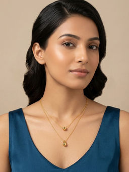 RACHIVA - 18K Gold Plated Double Layer Ball and Teardrop Necklace