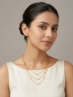 RACHIVA - 18K Gold Plated Triple Layer Beaded Chain Necklace