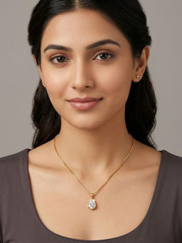 RACHIVA - 18K Gold Plated Pear Cut Cz Solitaire Pendant Necklace