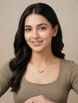 RACHIVA - 18K Gold Plated Cz Heart and Infinity Interlinked Necklace