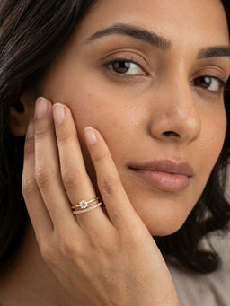 RACHIVA - 18K Gold Plated Double Band Cz Solitaire and Pave Ring (6)