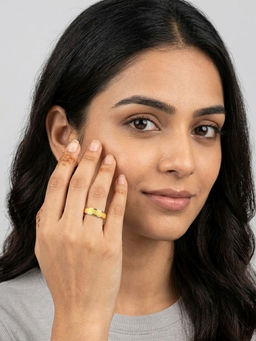 RACHIVA - 18K Gold Plated Matte Frosted Textured Band Ring