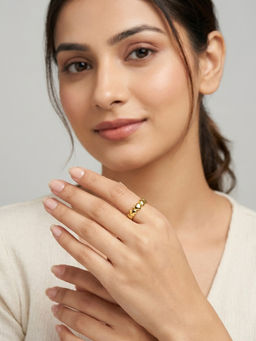 RACHIVA - 18K Gold Plated Polished Heart Eternity Band Ring