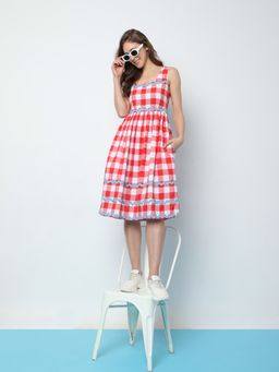 VERO MODA - Women Checked Red Casual Dress